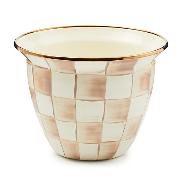 MacKenzie-Childs Mocha Check Large Flower Pot | MacKenzie-Childs