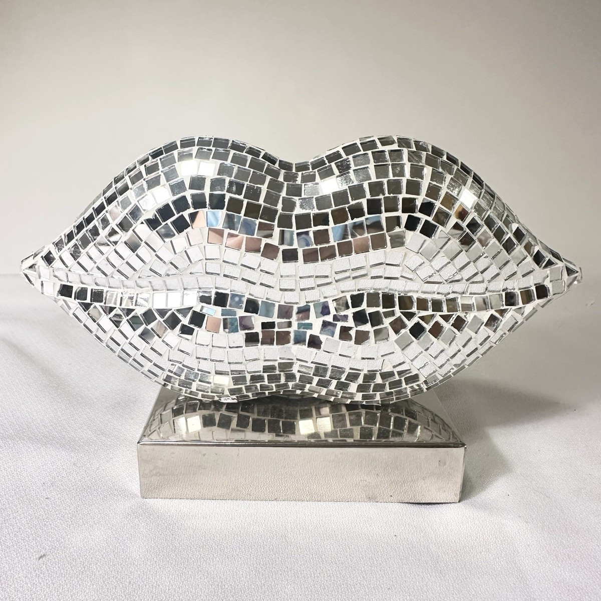 Disco Lips Sculpture Home Decor Retro  Glam Tiled Mirror Glittery Studio 54. | eBay US