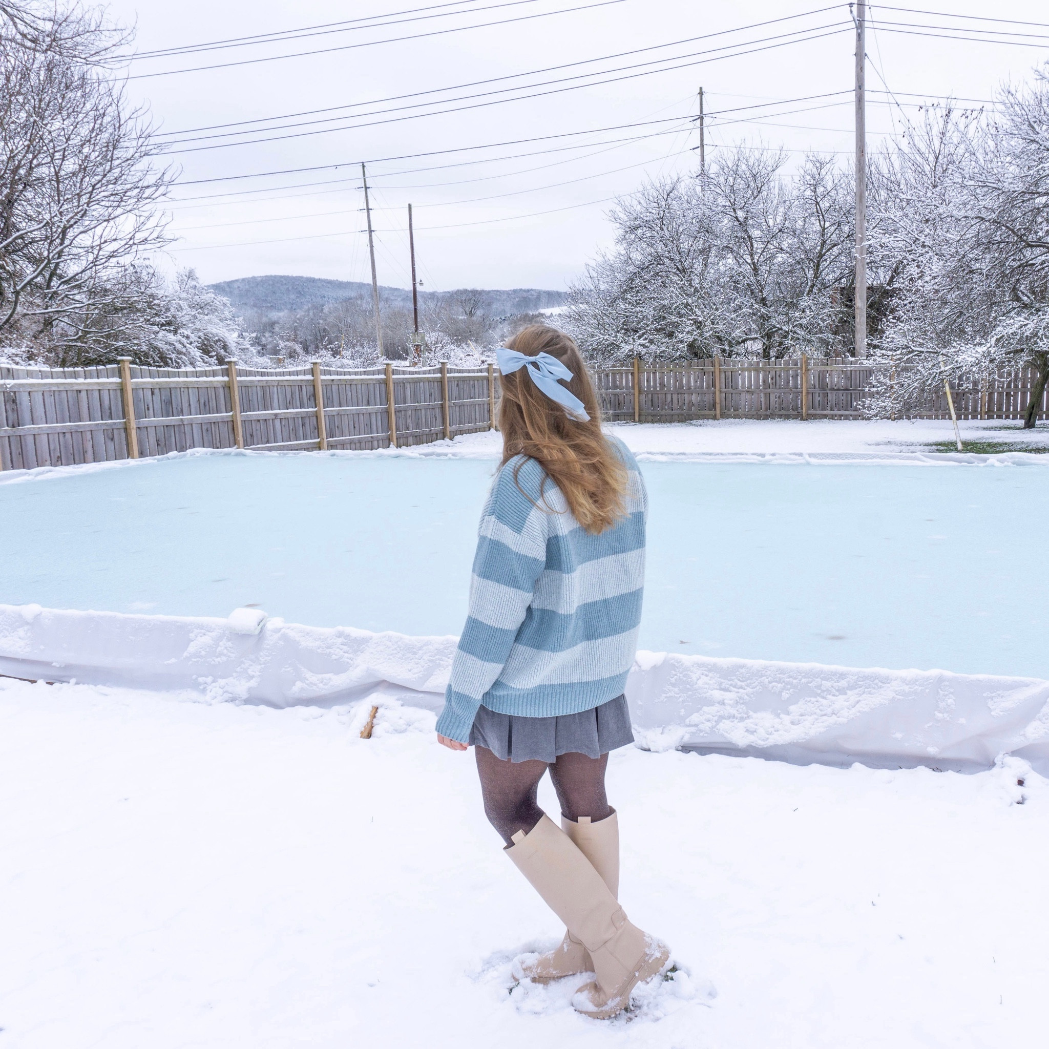Oversized sweater, hair bow, boots, pleated skirt, winter, ootd 

#LTKfindsunder50 #LTKfindsunder100