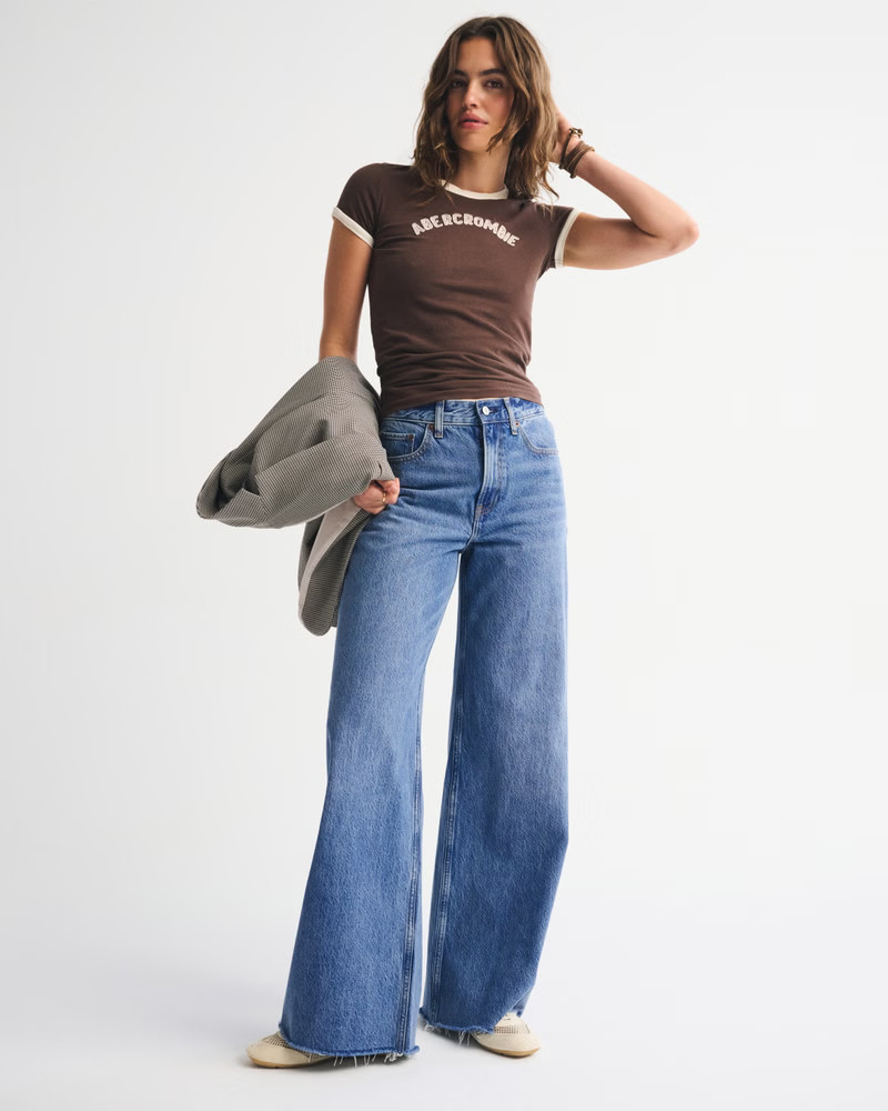 Women's High Rise Wide Leg Jean | Women's Bottoms | Abercrombie.com | Abercrombie & Fitch (US)