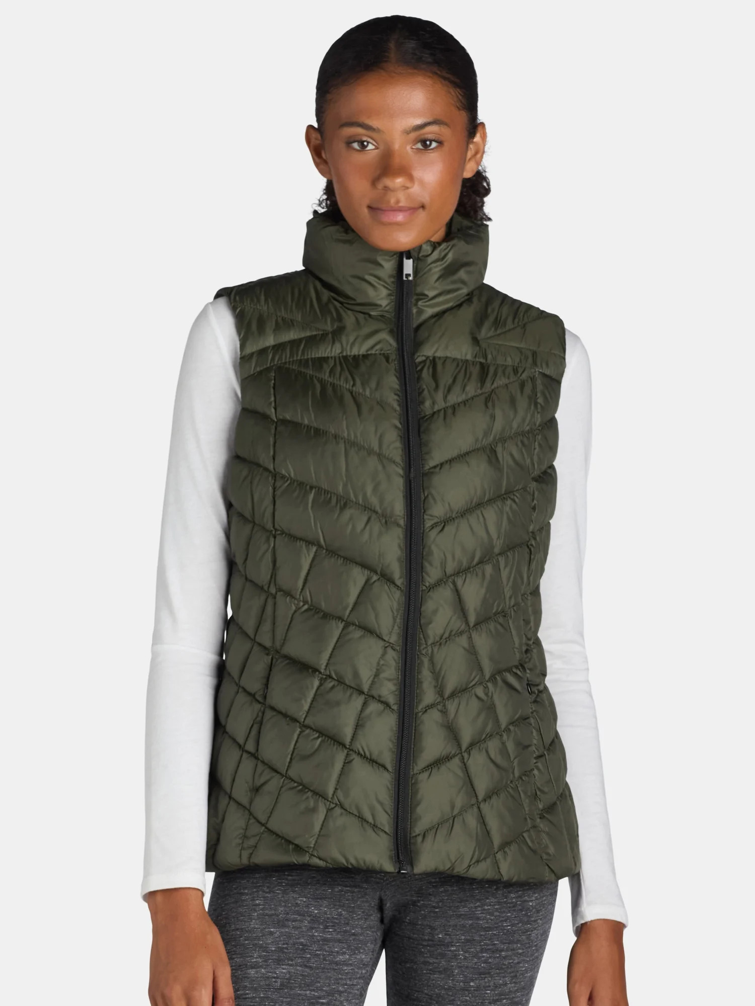 Big Chill Women's and Women's Plus Chevron Quilted Puffer Vest, Midweight, Sizes S-3X | Walmart (US)