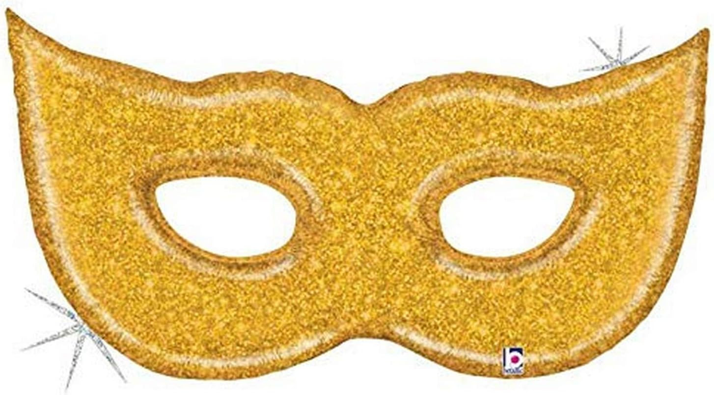 Betallic 51" Gold Glitter Mask Foil Balloon | Amazon (US)