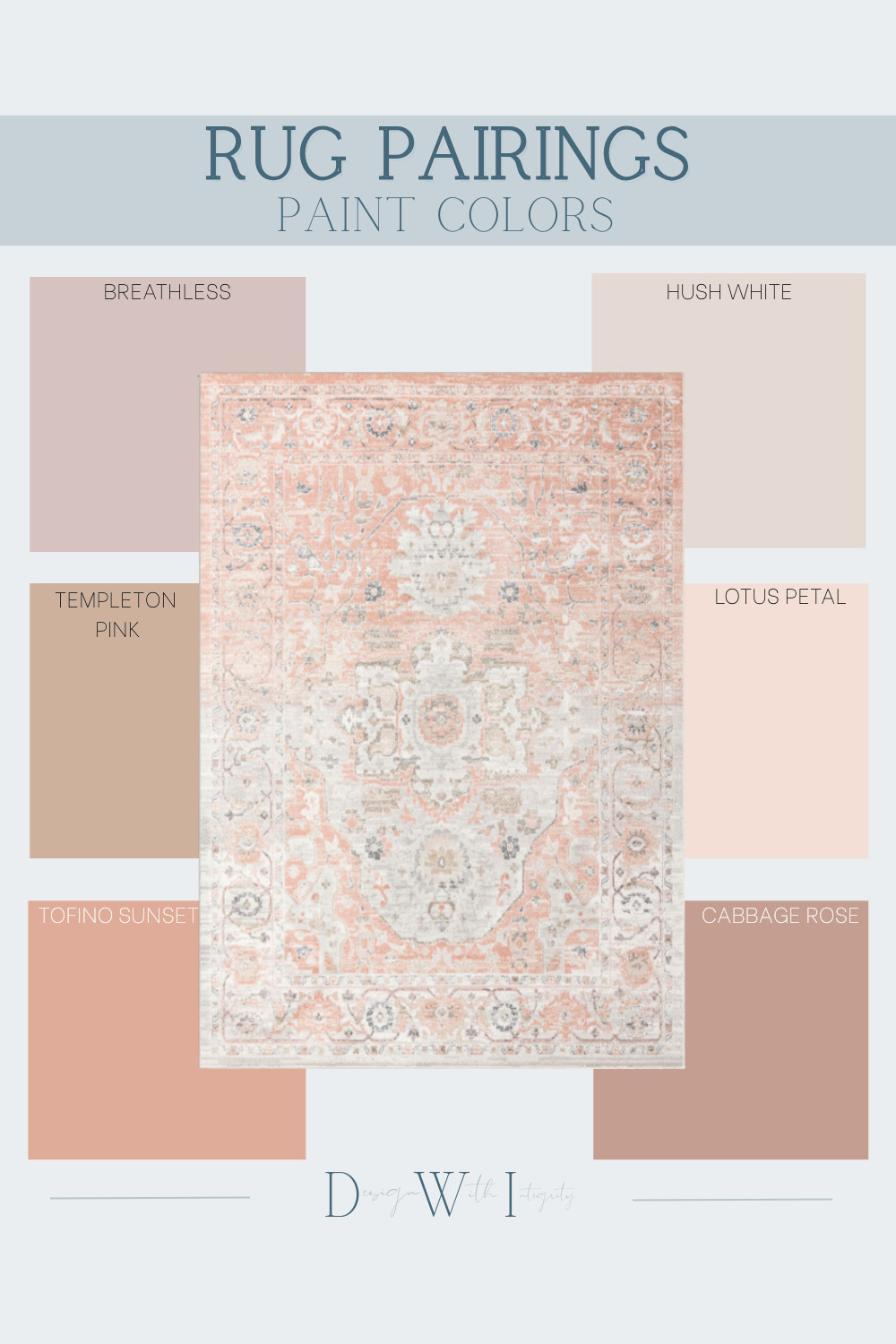 Introducing another edition of Paint Pairings — where we bring color harmony to life by pairing an area rug with coordinating paint colors to inspire your next home refresh.

This blush-toned rug sets the foundation for a warm and inviting palette. From the soft elegance of Hush White and Lotus Petal to the richness of Templeton Pink and Cabbage Rose, these hues work together to create a sophisticated balance that feels timeless yet fresh.

Whether you’re redesigning a bedroom, entryway, or living space, these curated pairings simplify the design process and help you visualize your home with confidence.

Save this post for inspiration and shop the look through our LTK for rugs and paint colors that pair perfectly.
Which paint color is your favorite for this rug? Share your pick below.

#paintpairings #interiordesigninspo #ltkhome #shopltk #shopthepost #homedecorinspo #beautifulhomes #designwithintegrity #affordablehomedecor #colorpaletteinspo #interiorstyleguide #decortrends #moodboardinspiration #cozyhomevibes #homestylingideas #interiordesigntips #timelessdesign #homedesignideas #interiorinspiration #designinspo #interiordesigncommunity #paintcolorinspiration #colorpairings #aiinteriordesign #arearugdesign 

 #LTKHome