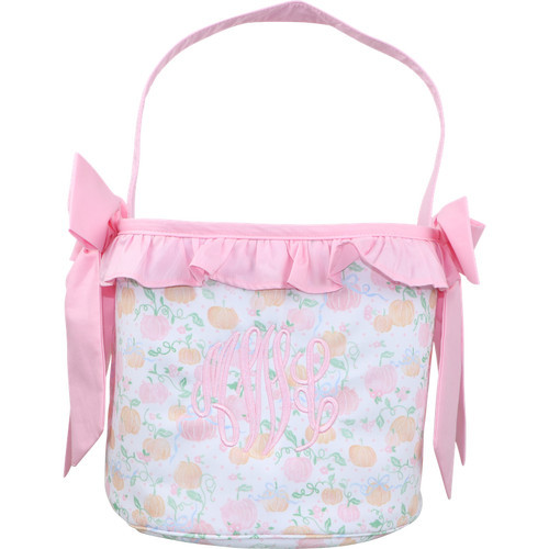 Pink And Orange Pumpkin Print Candy Bucket | Cecil and Lou