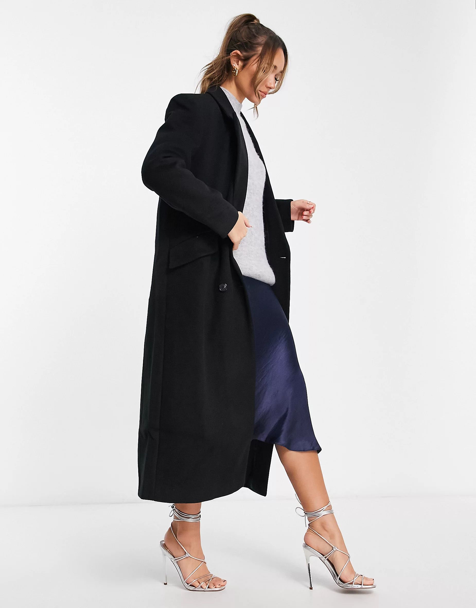 ASOS DESIGN smart dad coat in black | ASOS (Global)