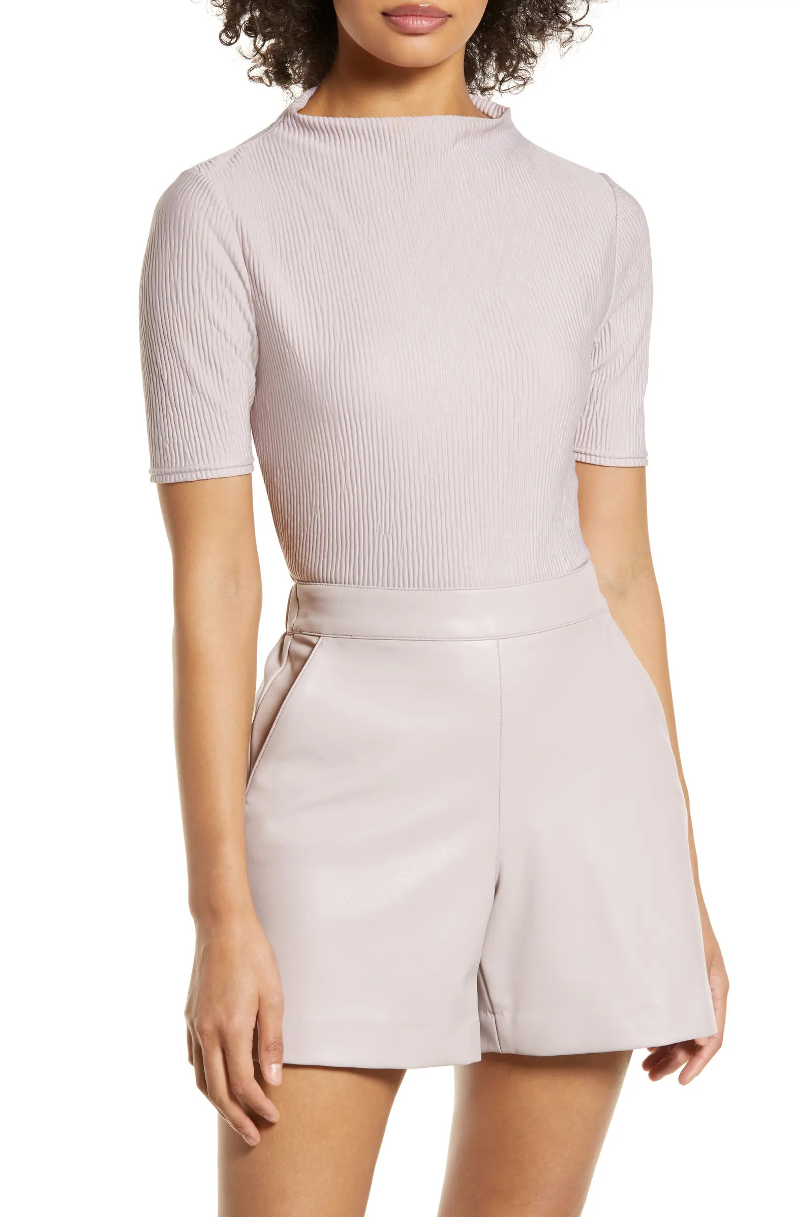 Plissé Smocked Funnel Neck Top | Nordstrom