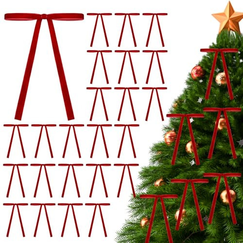24pcs Velvet Bows for Christmas Tree, Christmas Bows Red Velvet Bows for Christmas Tree Vintage Decor Neutral Christmas Ornaments for Christmas Tree Garland Home Wedding Decoration Home Indoor | Amazon (US)
