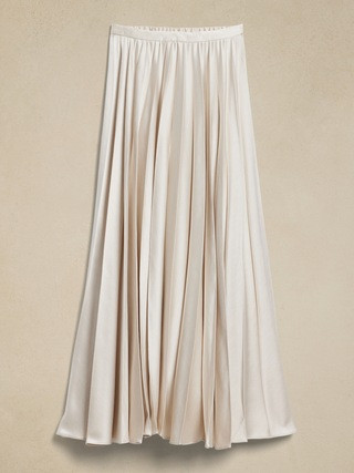 Ness Pleated Satin Maxi Skirt | Banana Republic (US)