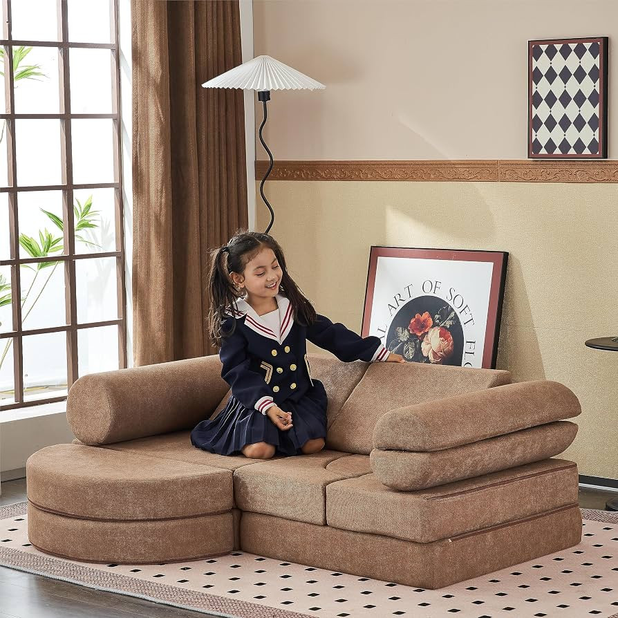 jela Kids Couch 14PCS Luxury, Floor Couch Floor Sofa Modular Furniture for Adults, Playhouse Play... | Amazon (US)