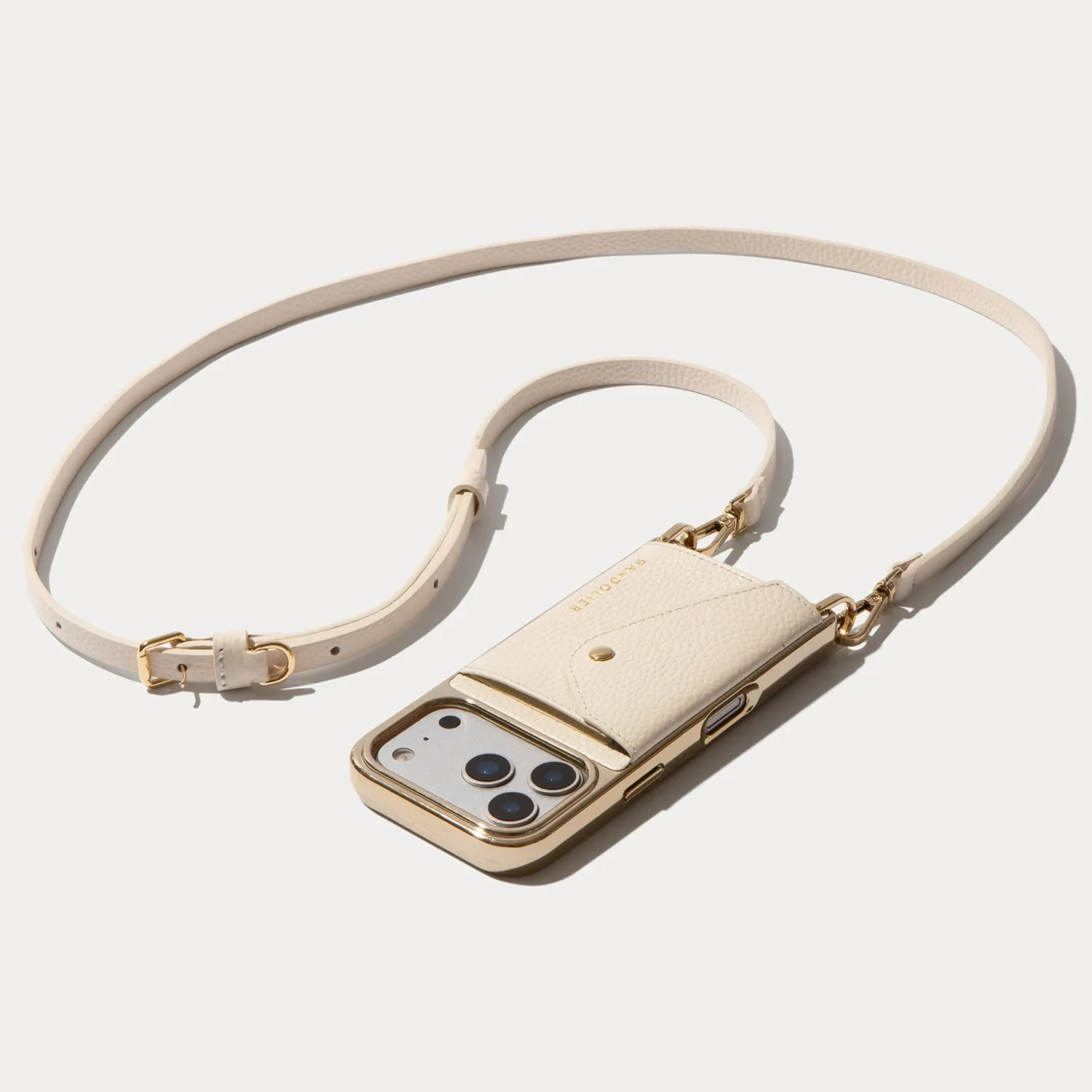 Donna Chrome Crossbody Phone Case - Ivory/Chrome Gold | Bandolier