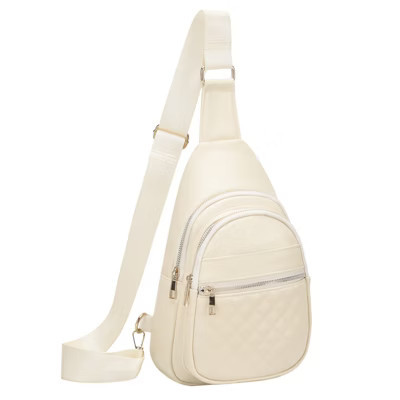 Unique Bargains PU Leather Adjustable Strap Lightweight Sling Bag 7.3" x 13.7" White | Target