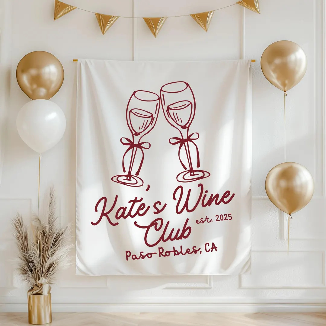 Custom Wine Bachelorette Party Banner Wine Club Tapestry Personalize Wine Themed Bachelorette Bac... | Etsy (US)