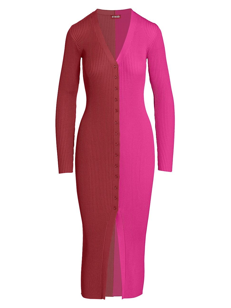 Staud Women's Shoko Colorblock Sweater Dress - Fuschia Bordeaux - Size Large | Saks Fifth Avenue