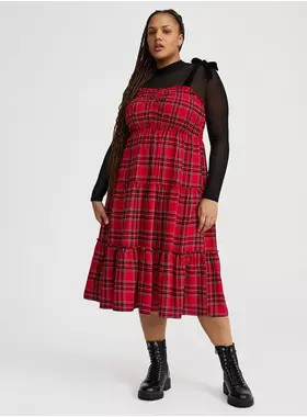 Smocked Tiered Midi Dress | Torrid (US & Canada)
