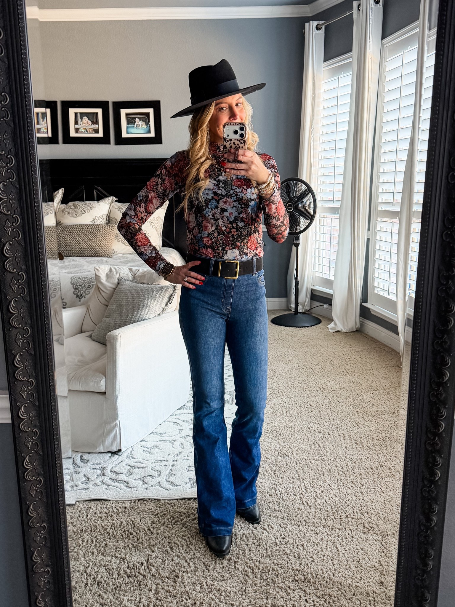 I’m loving this outfit. This sheer style top comes with a lining through the body area so you get that sheer look without being able to see your bra! I’m wearing a small. Paired it with my fav jeans! I’m wearing a small in the jeans. 

Country concert | western outfit | rodeo | cowboy hat | cowgirl hat | flare jeans | fitted jeans | pull on jeans | boots | cowboy boots | cowgirl boots | spring outfit | casual outfit | date night | Nashville outfit | travel | Amazon 



#LTKgrwm #LTKootd #LTKmomlife