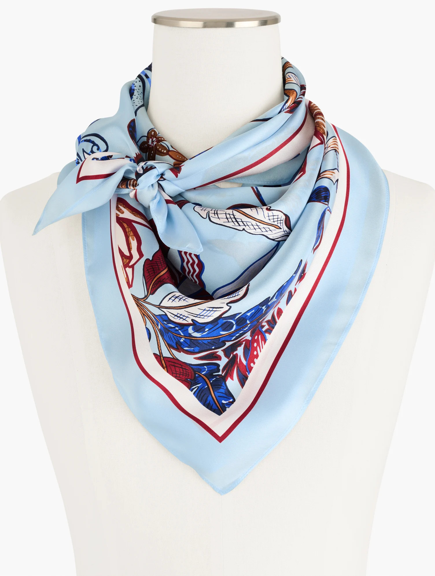 Verdant Botanical Silk Square Scarf - Bluebell - 001 Talbots | Talbots