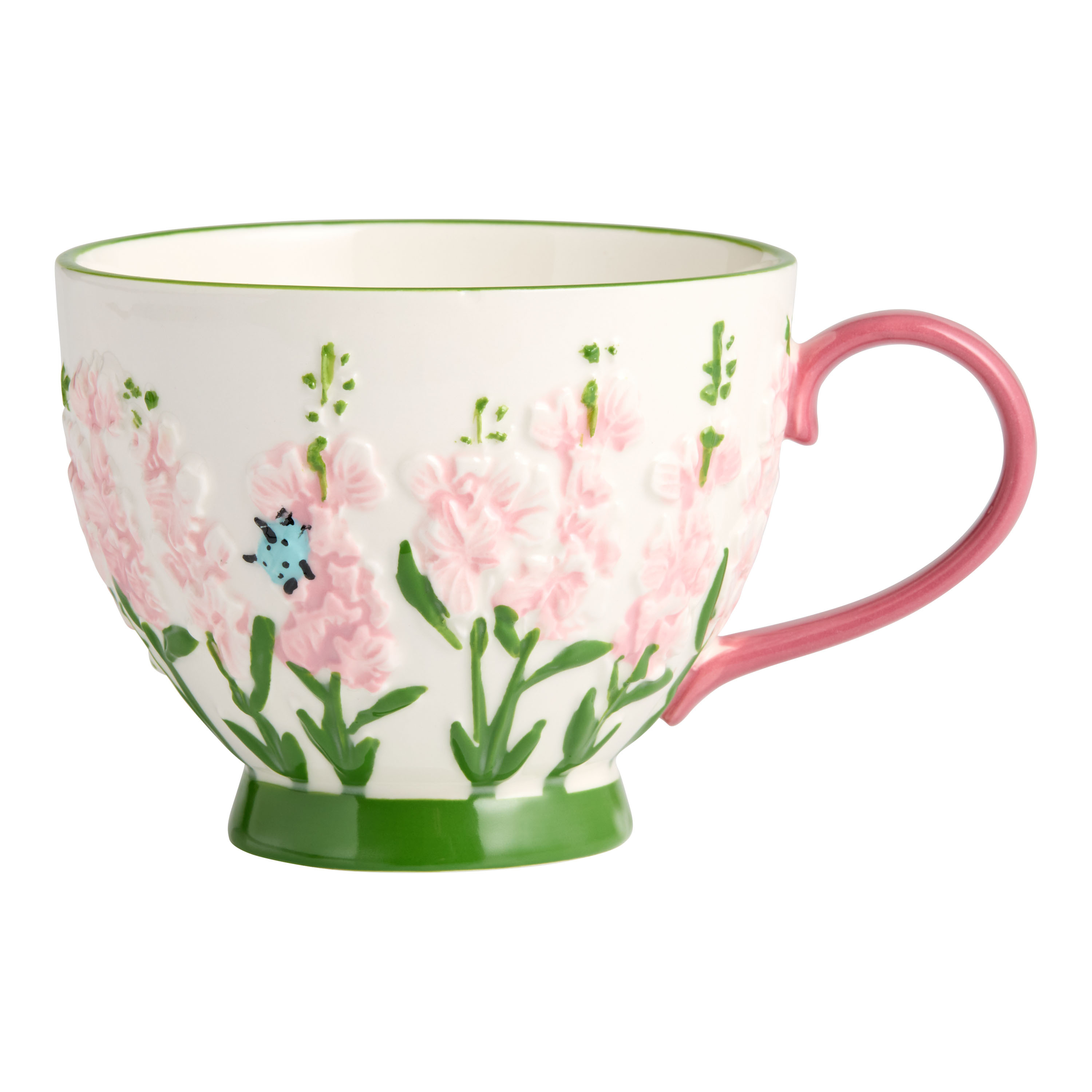 Pink and Green Blossom Floral Hand Painted Ceramic Mug | World Market