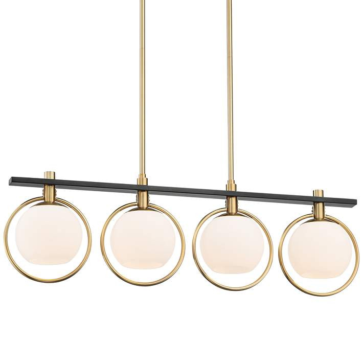 Carlyn 33" Wide Brass and Black 4-Light LED Island Pendant - #86K71 | Lamps Plus | Lamps Plus