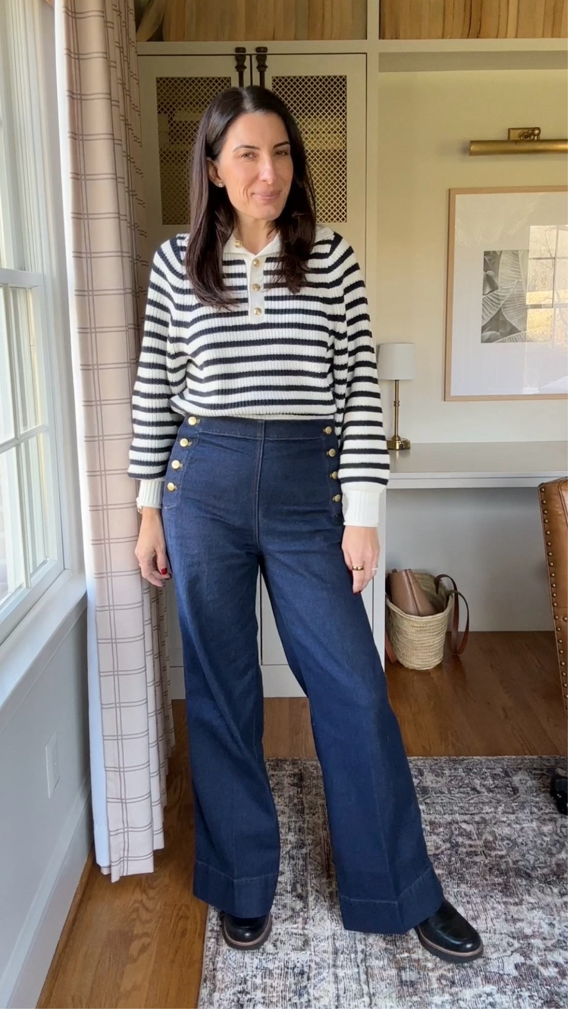Sailor trouser jeans and striped sweater from JCrew 

#LTKMidsize #LTKSaleAlert #LTKOver40