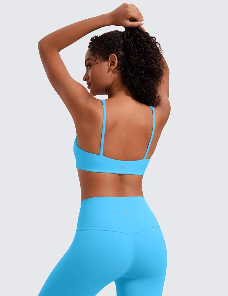 CRZ YOGA Butterluxe Square Neck Sports Bras for Women - Low Coverage Spaghetti Strap Yoga Wireles... | Amazon (US)