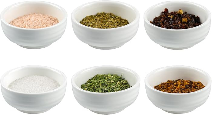 2.3 oz Mini Bowls, Set of 6 Small Bowls for Sauces Dippings Charcuterie Snacks Condiments, White | Amazon (US)