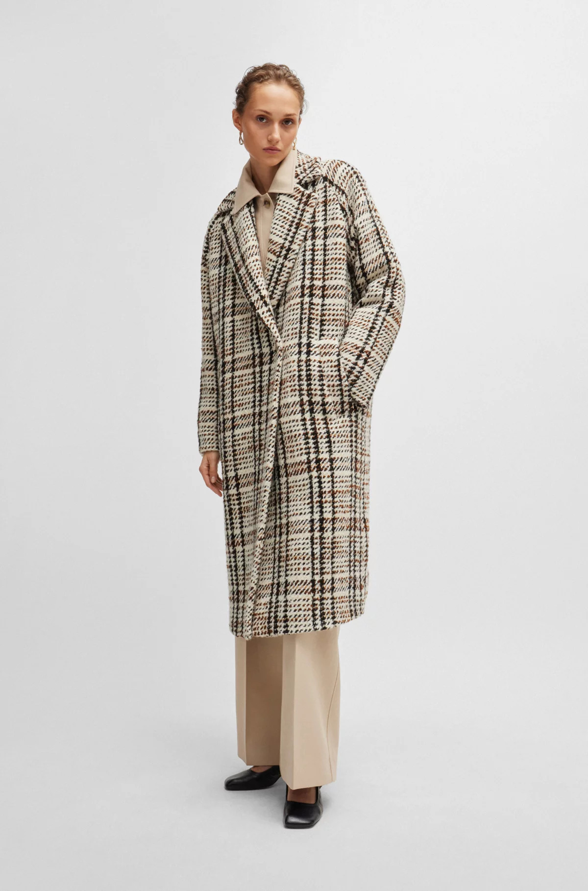 Oversize-fit coat in checked fabric with wool | Hugo Boss (US)