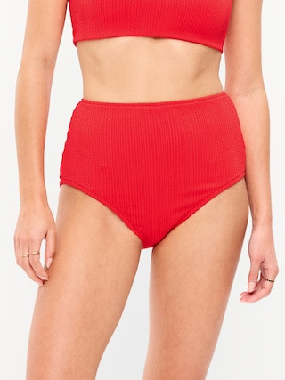 High-Waisted Ribbed Bikini Swim Bottoms | Old Navy (US)