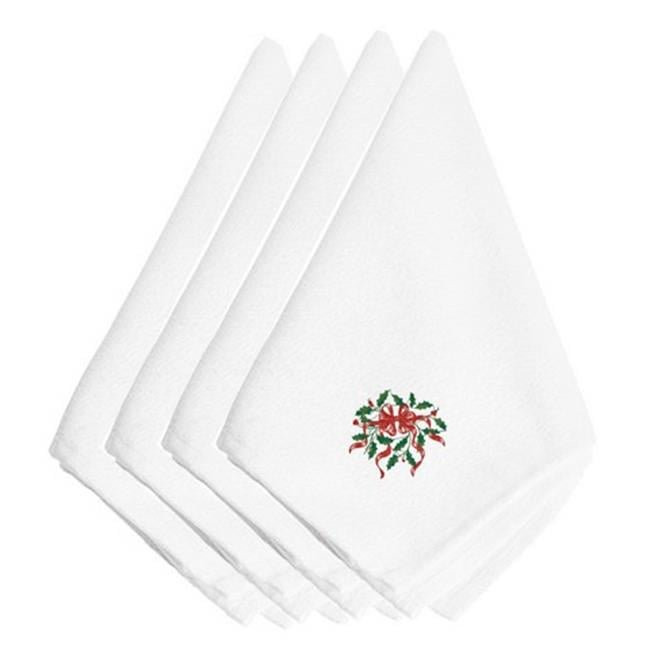 Christmas Holly with Ribbon Embroidered Napkins, Set of 4 | Walmart (US)