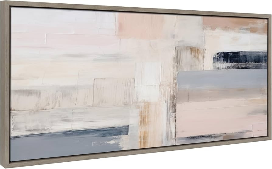 Kate and Laurel Sylvie Rustic Melody Framed Canvas Wall Art by Amy Lighthall, 18x40 Gray, Modern ... | Amazon (US)