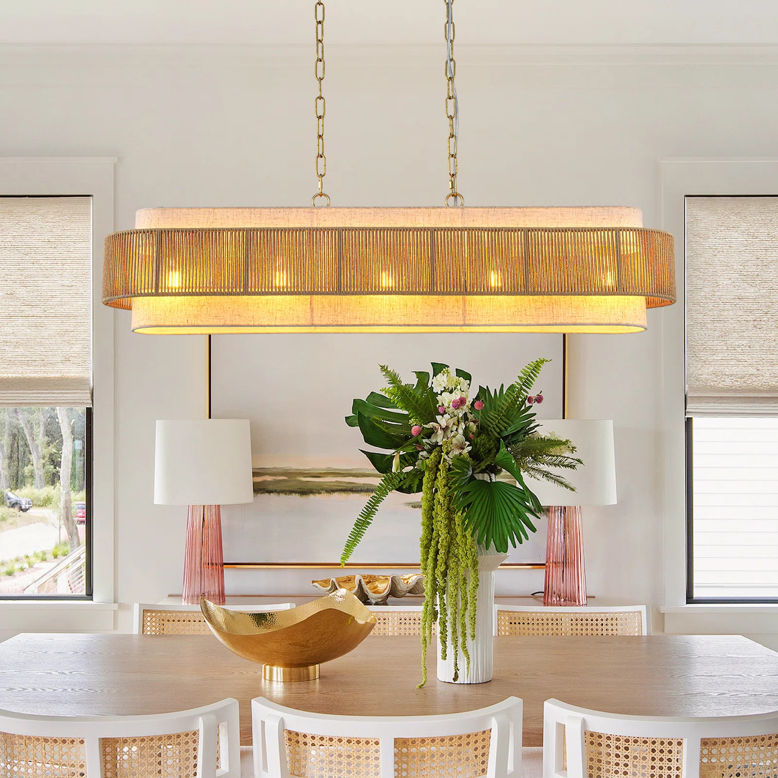 Dakota Fields 5-light Natural Rattan Kitchen Island Chandelier | Wayfair | Wayfair North America
