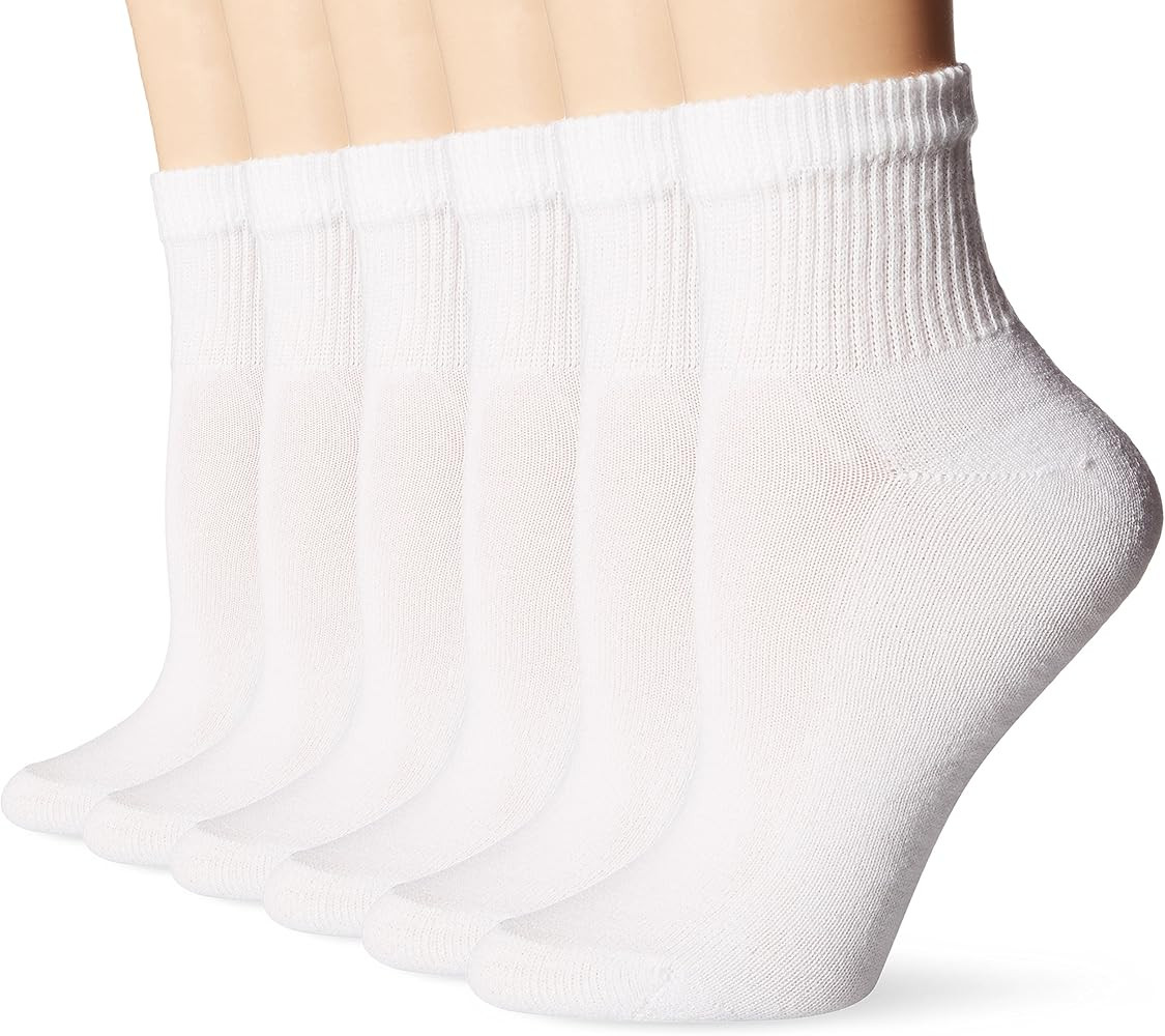 Hanes Ultimate Women's 6-Pack Comfort Toe Seamed Ankle Socks | Amazon (US)