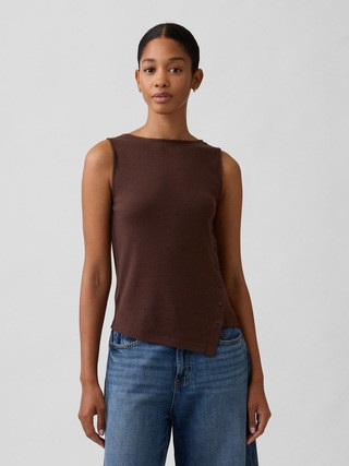 Modern Ribbed Asymmetrical Button-Side Top | Gap Factory