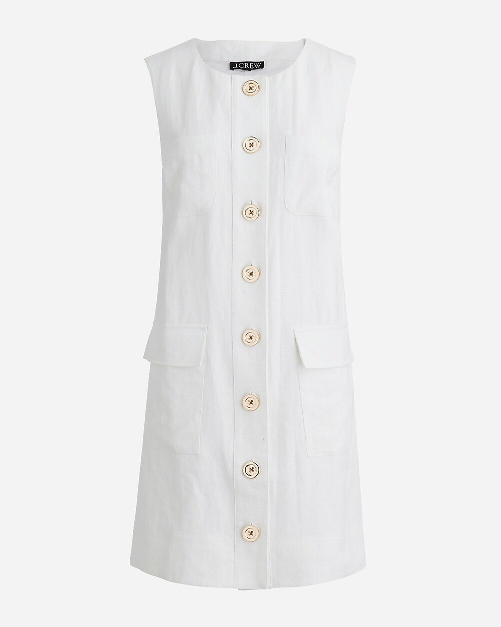 Button-front shift dress in linen | J. Crew US