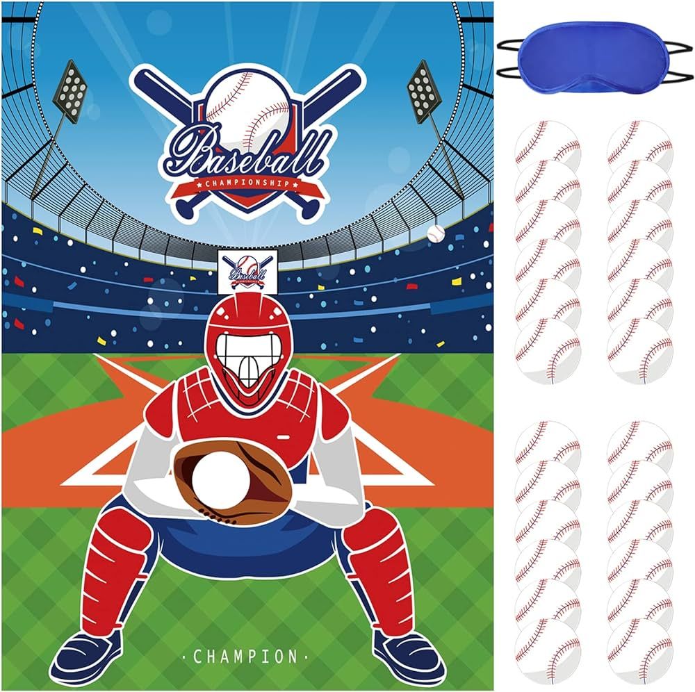 JOARHONAL Pin the Baseball on the Glove - Baseball Party Games for Kids 20" x 28" Baseball Game P... | Amazon (US)