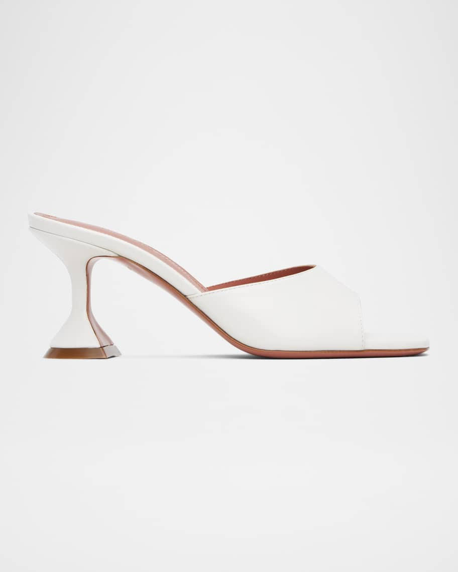 Amina Muaddi Lupita Leather Pedestal Mule Sandals | Neiman Marcus