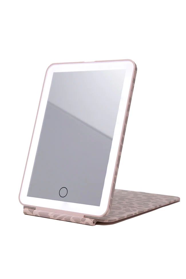 Reflect On Today Grey/Pink Leopard Small Folding Mirror | The Pink Lily Boutique