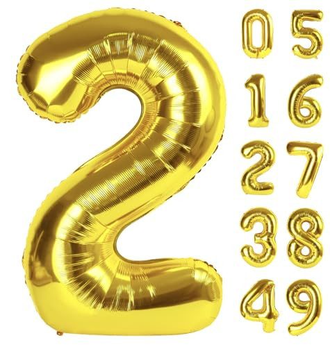 Gold 40 Inch Big Number Balloon Birthday Decoration, Number 2 Helium Balloon 12 22 23 24 26 2025 New Years Celebration, Boy Girl Baby Anniversary Party Graduations Supplies Decorations | Amazon (US)