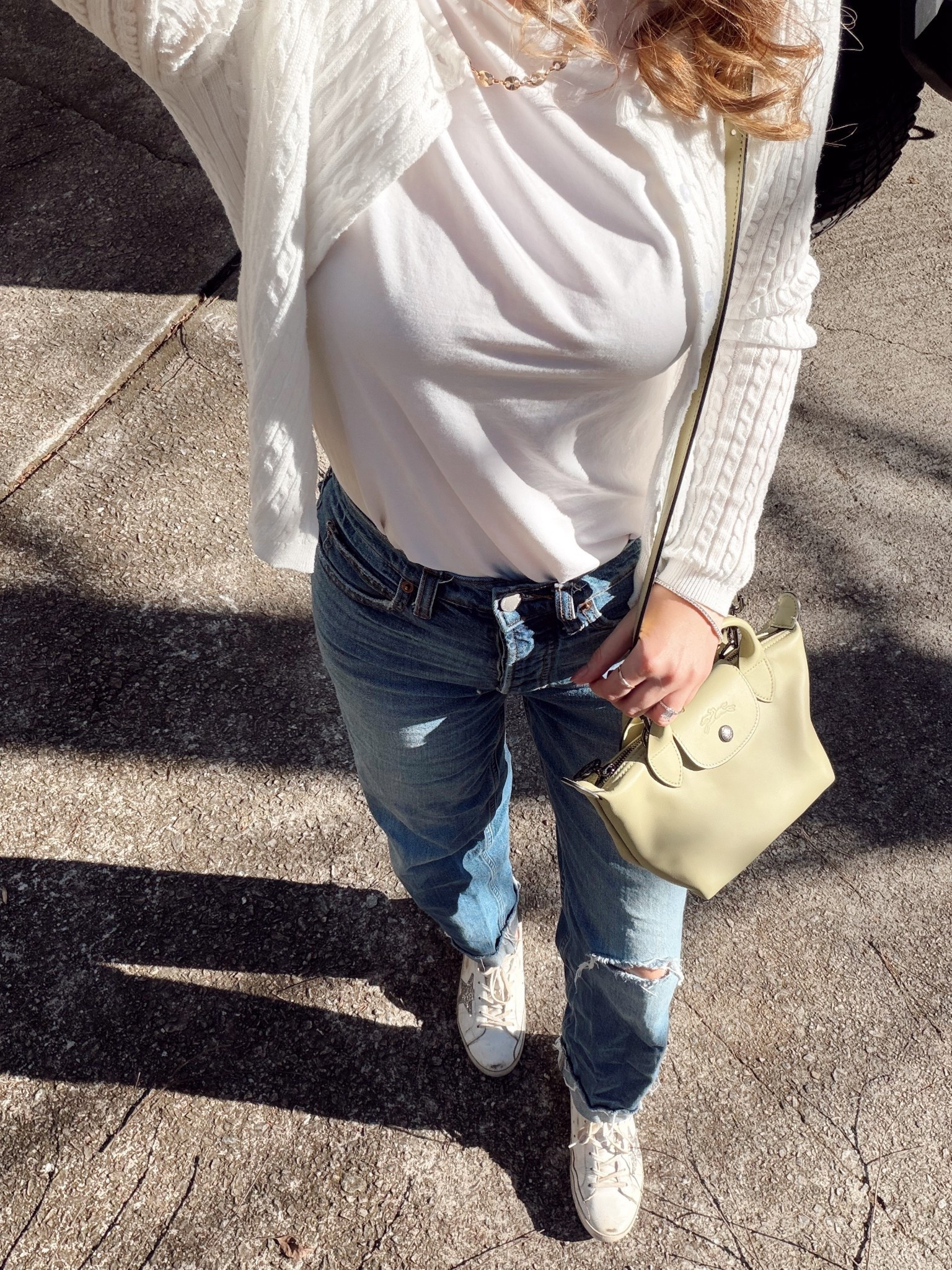 OOTD target jeans
Longchamp Le Pliage xtra in pistachio