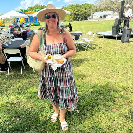 Madras and sun hats forever.

#ootd 

#LTKSeasonal #LTKmidsize #LTKover40