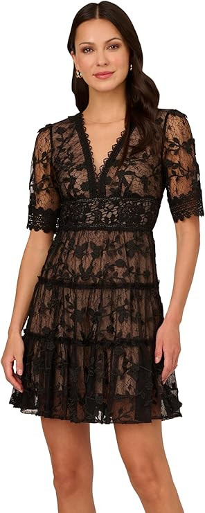 Adrianna Papell Women's Lace Embroidery Dress | Amazon (US)