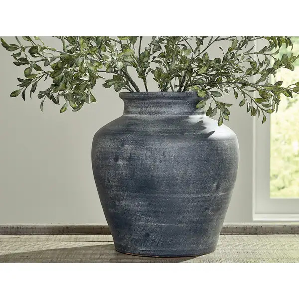 Signature Design by Ashley Meadie Distressed Blue Vase | Bed Bath & Beyond