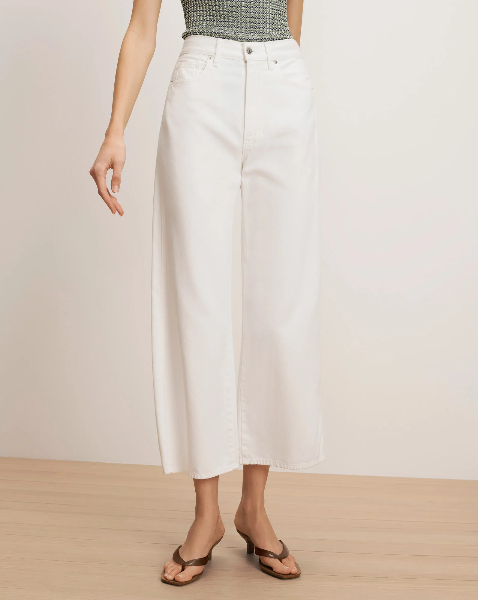 Taylor Cropped Wide-Leg Jean in White | Veronica Beard | Veronica Beard