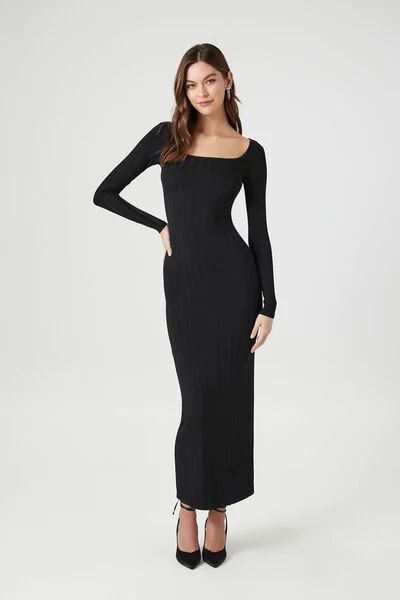 Ribbed Knit Square-Neck Maxi Dress | Forever 21