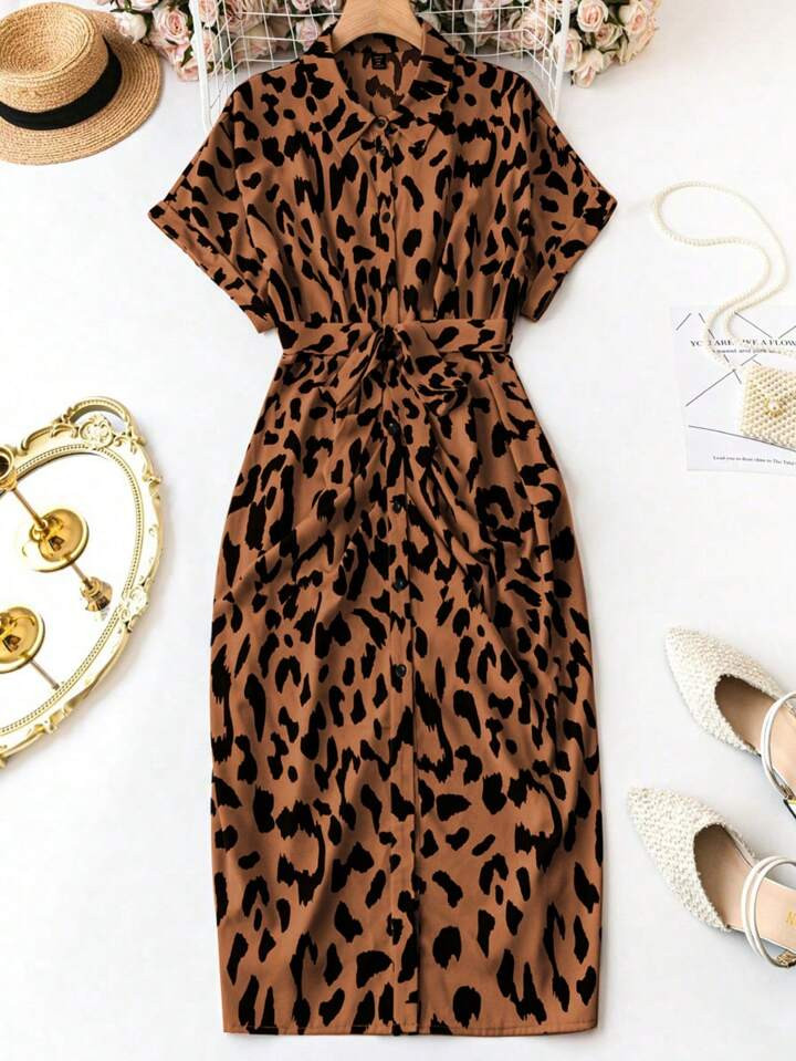 SHEIN Clasi Vestido de manga murciélago con estampado completo para mujer de talla grande, infor... | SHEIN