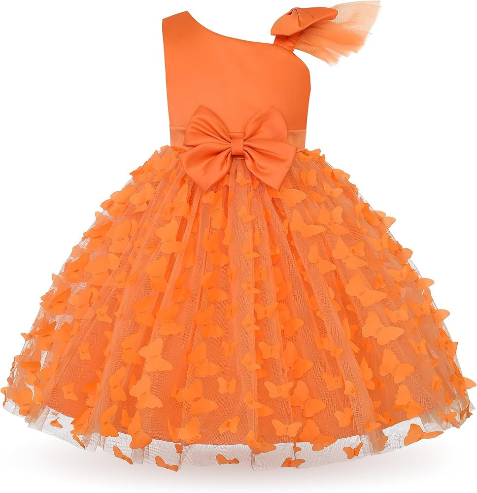 Uhnice Flower Girl Dress Floral Butterfly Tulle Tutu Bowknot for Wedding Birthday Party | Amazon (US)