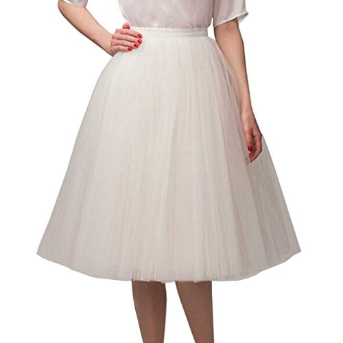 Wedding Planning Women's A Line Short Knee Length Tutu Tulle Prom Party Skirt Small Ivory | Amazon (US)