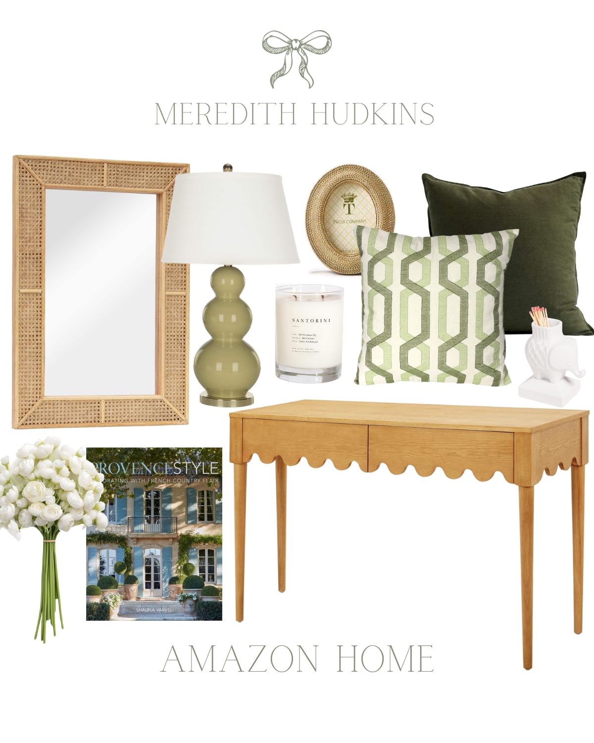 meredith hudkins, preppy, classic timeless home decor, woven mirror, green pillow, throw pillow, ... | Amazon (US)