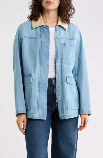 Sam Edelman Washed Denim Jacket in Light Denim at Nordstrom Rack, Size X-Small | Nordstrom Rack
