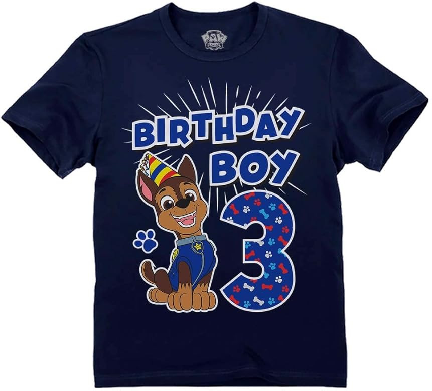 Chase 3rd Birthday Boy Shirt Gifts for 3 Year Old Boys Third Bday Paw Patrol Party Toddler Kids T... | Amazon (US)