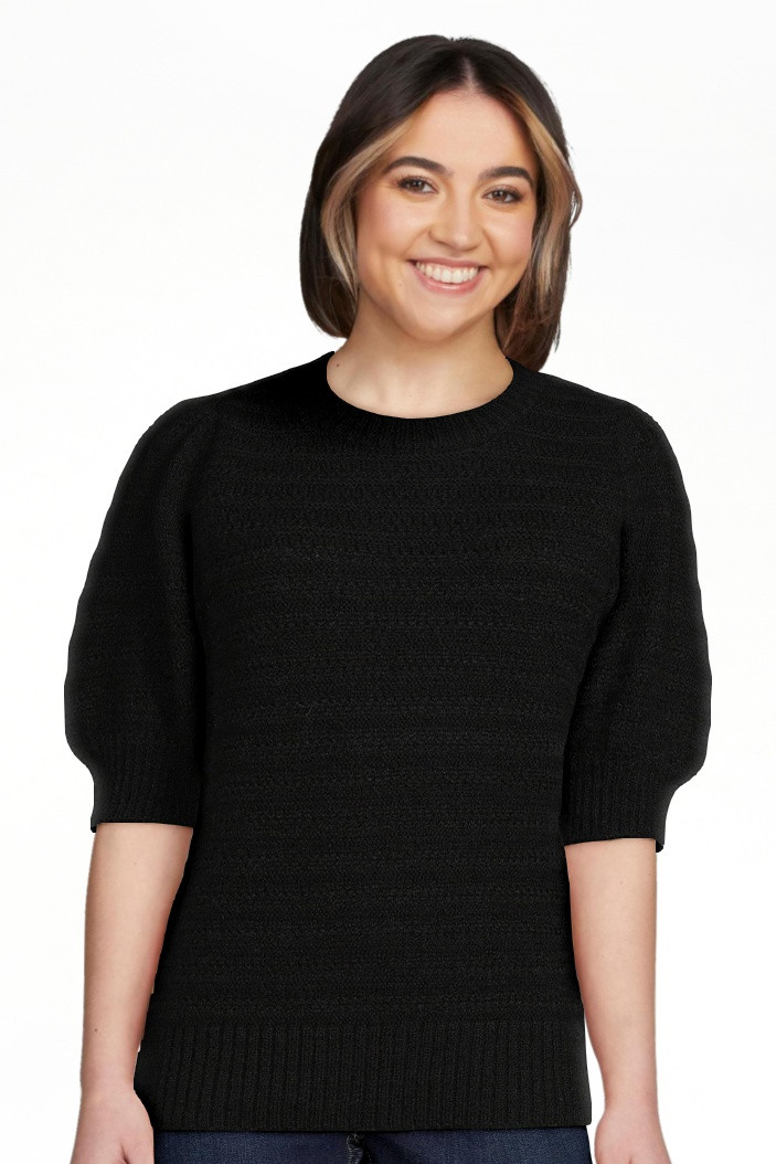 Time and Tru Women's Puff Shoulder Sweater with Short Sleeves, Sizes XS-3XL | Walmart (US)